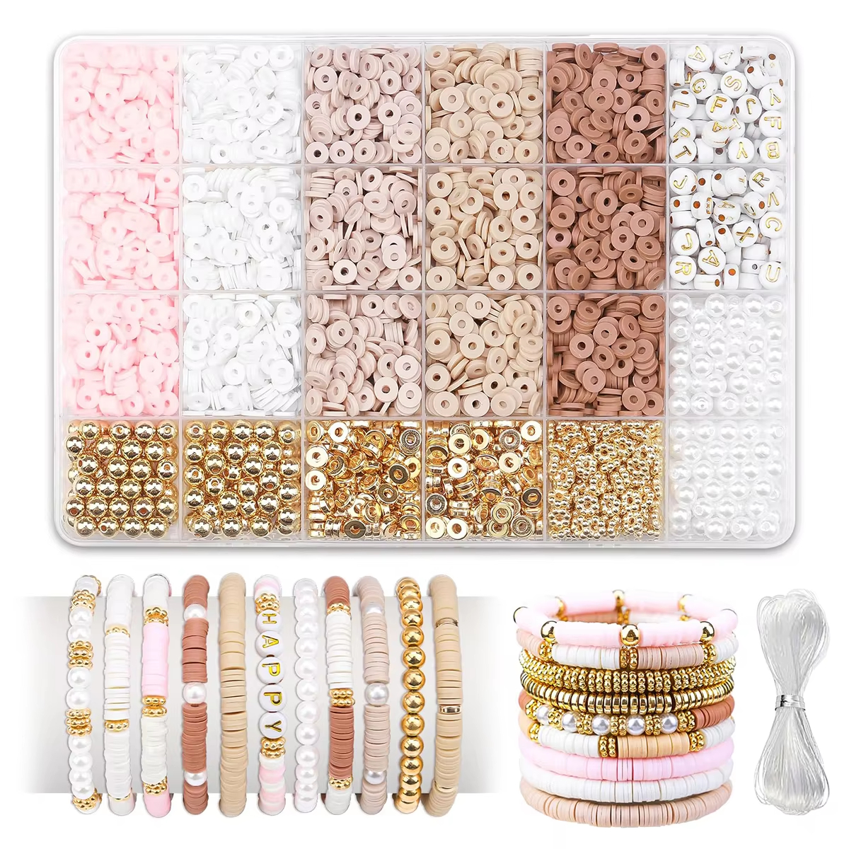 Jewelry Making Online - 1970pcs light pink clay bead spacer