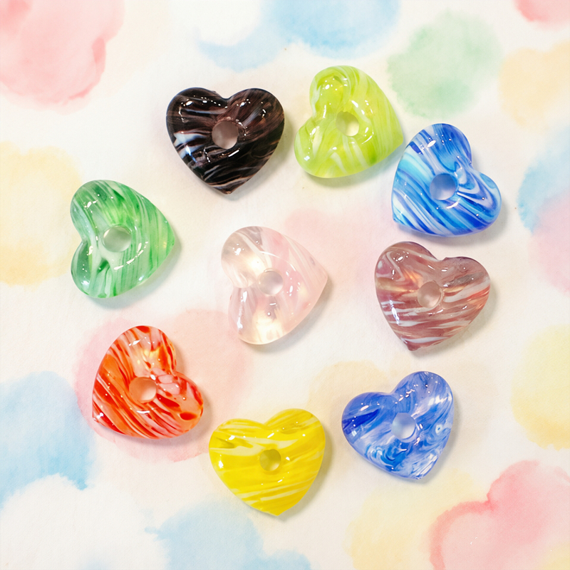 Jewelry Making Ideas With Beads - 2pcs Mini Hollow Heart Glass Beads