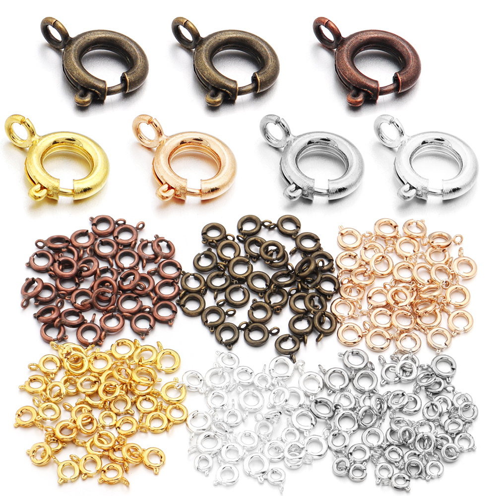 Jewelry Making A Ring - 10Pcs Circle Spring Buttonr Copper Clasps