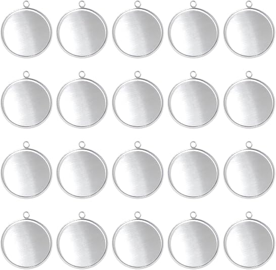 20 Pieces Stainless Steel Roun - مراجعة Pendant Blank Bezel وسعره
