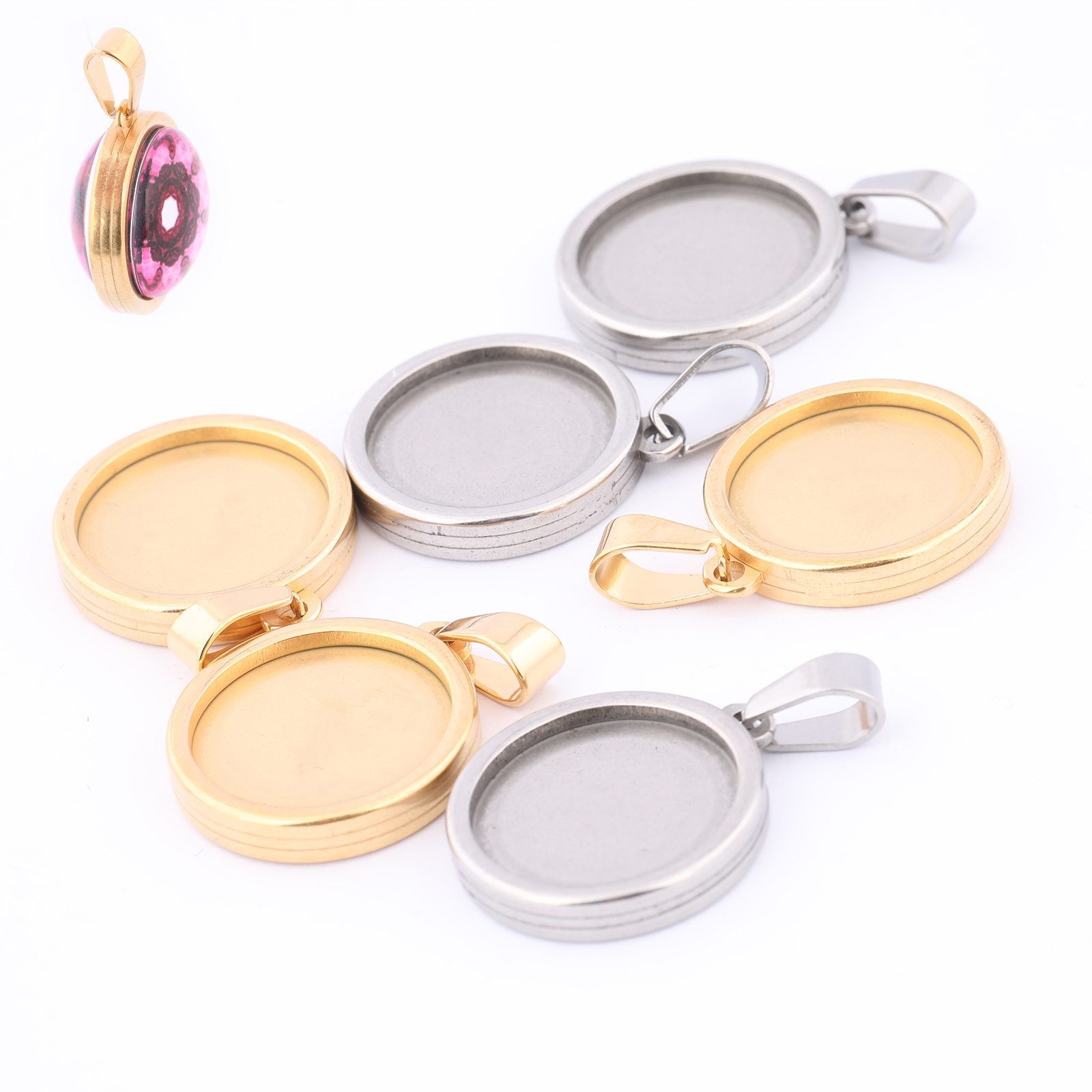 5pcs Stainless Steel Gold Plat - مراجعة Pendant Blank Bezel وسعره