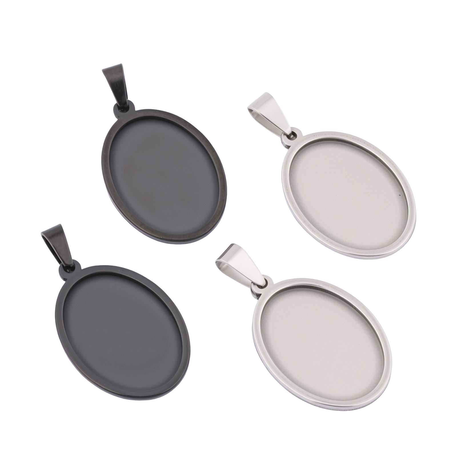5pcs Stainless Steel Black Ova - مراجعة Pendant Blank Bezel وسعره