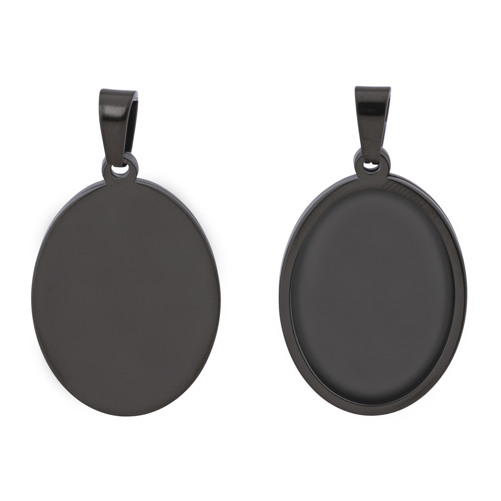 5pcs Stainless Steel Black Ova - مراجعة Pendant Blank Bezel وسعره