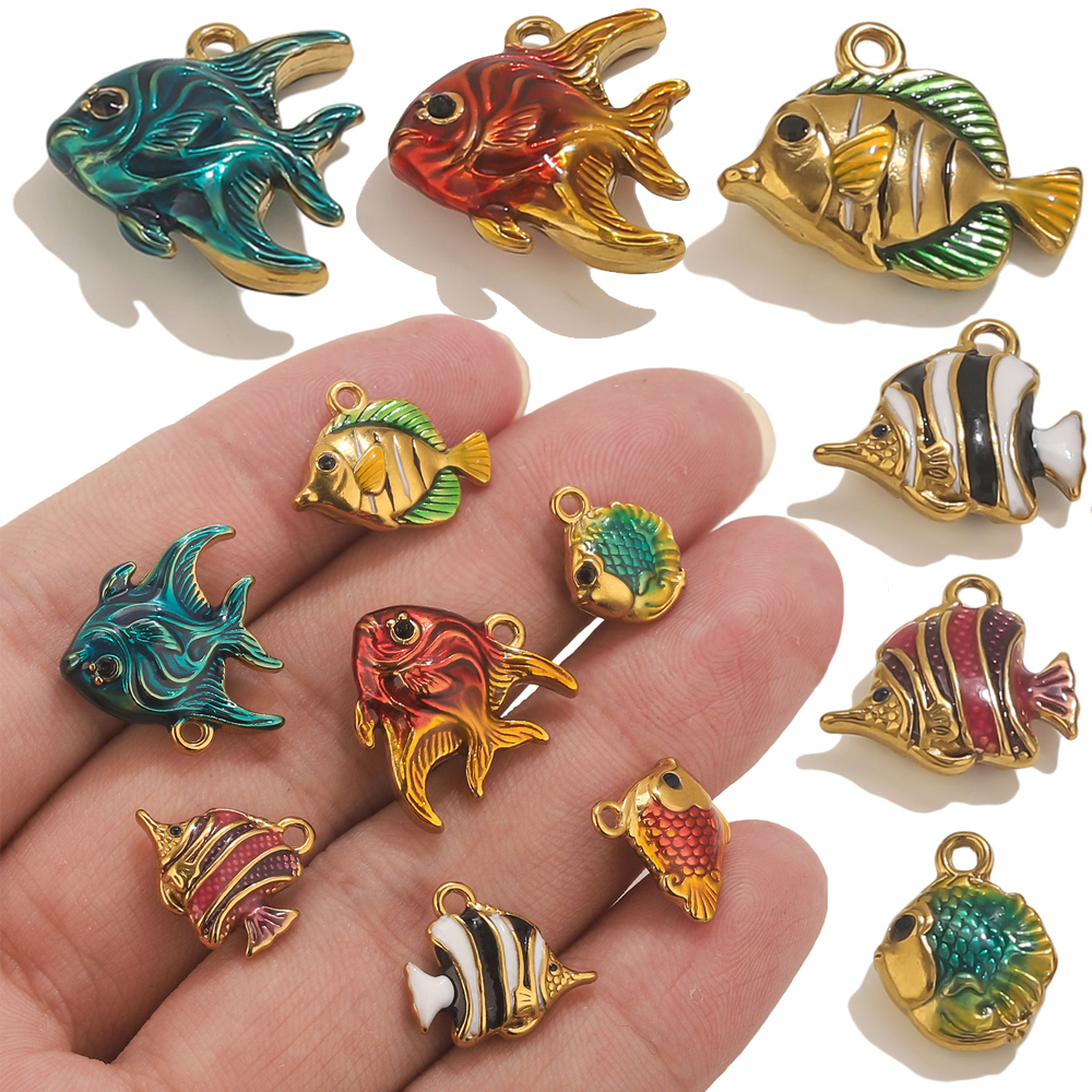 4pcs Stainless Steel Enamel Oc - مراجعة Jewelry Making Materials Wholesale وسعره