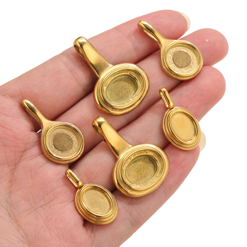 5pcs Stainless Steel Round Ova - مراجعة Pendant Blank Bezel وسعره