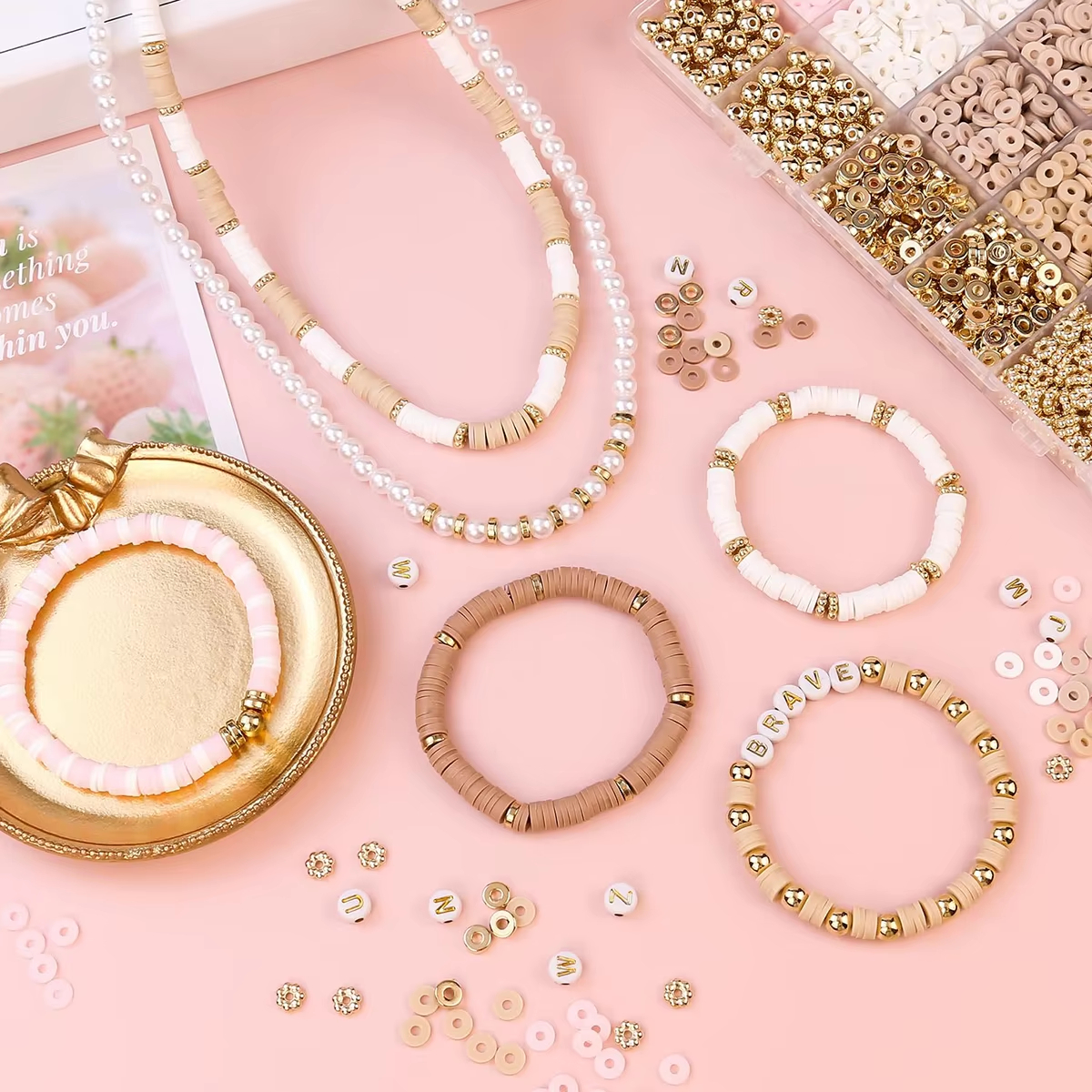 1970pcs light pink clay bead s - مراجعة Jewelry Making Online وسعره