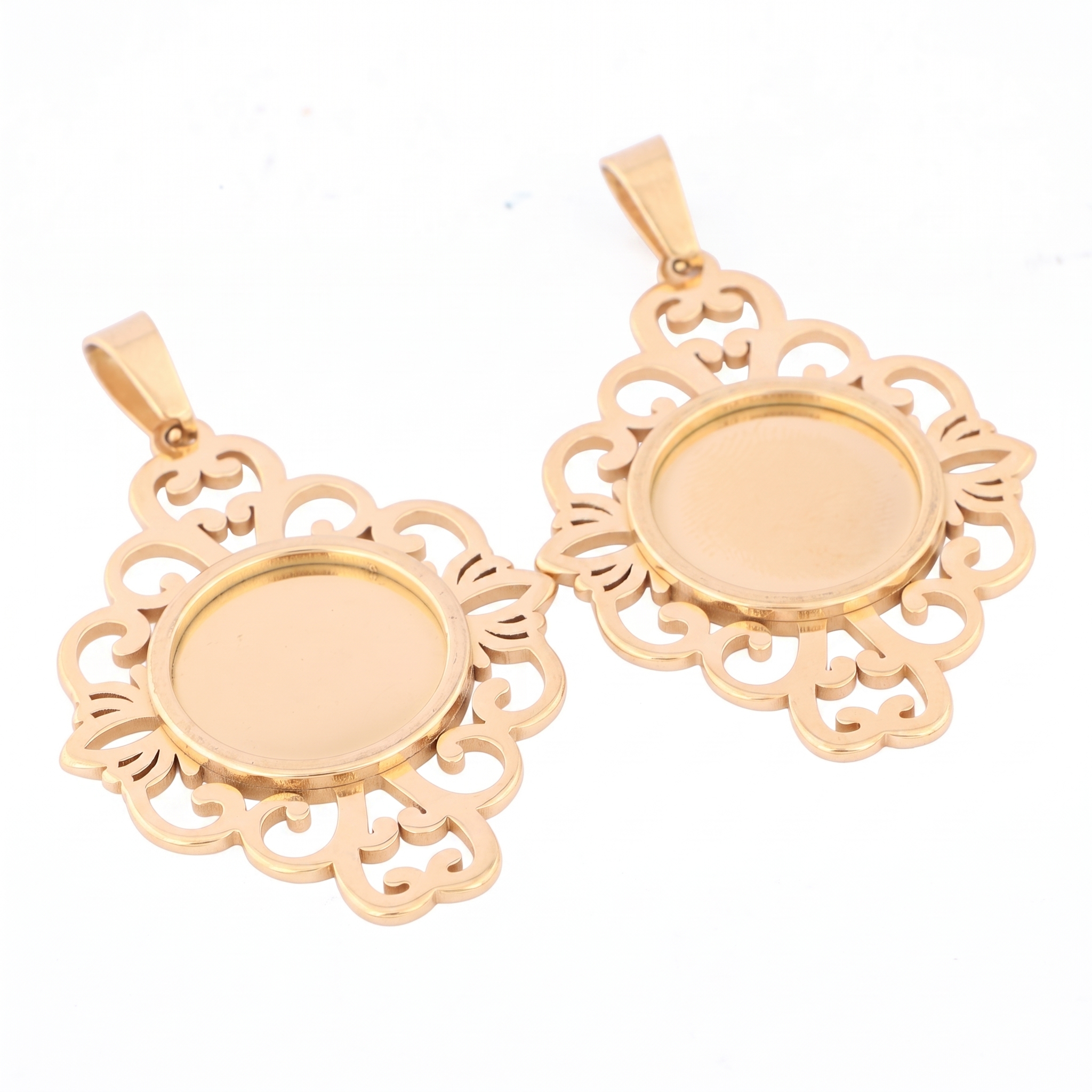 5pcs Stainless Steel Filigree  - مراجعة Pendant Blank Bezel وسعره