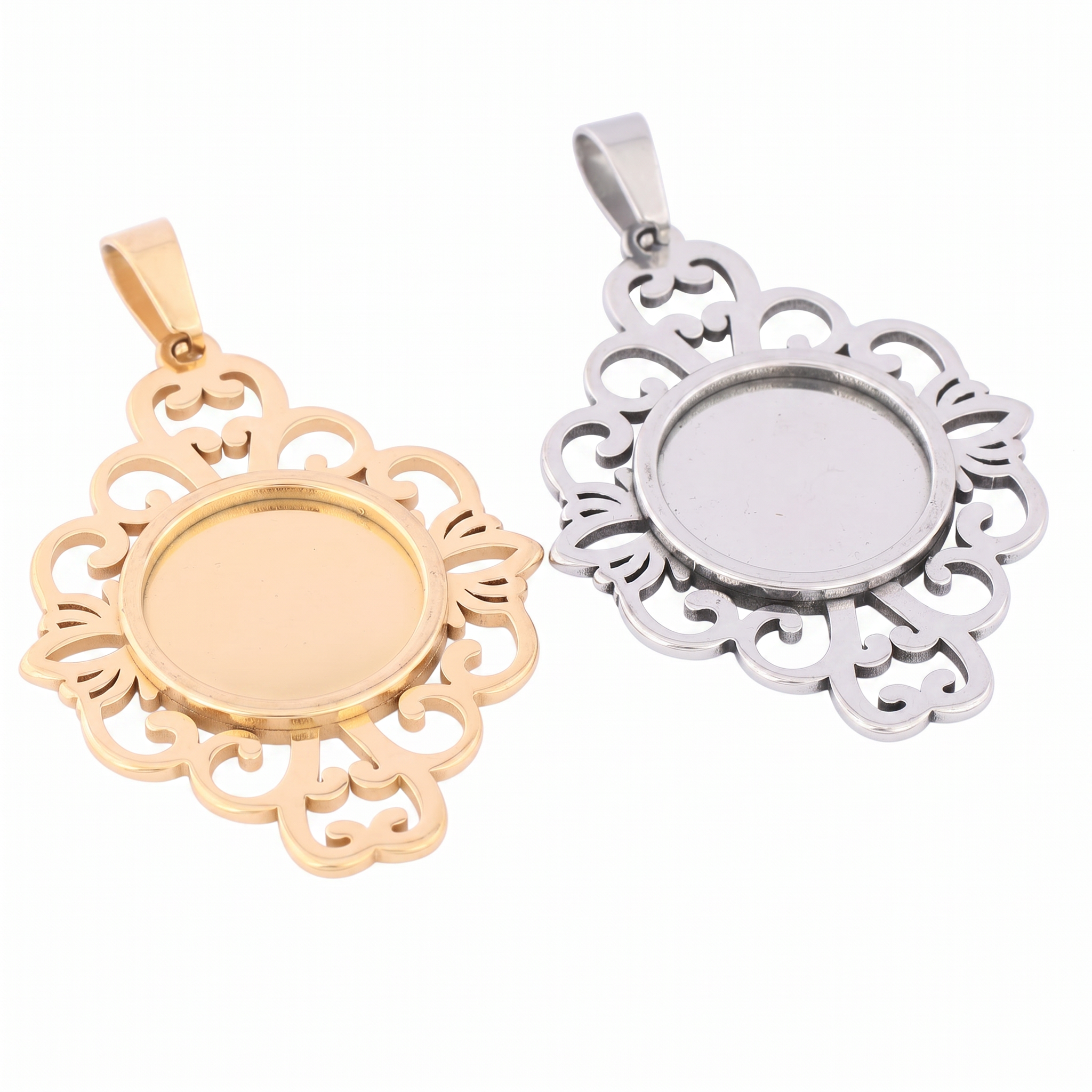 5pcs Stainless Steel Filigree  - مراجعة Pendant Blank Bezel وسعره