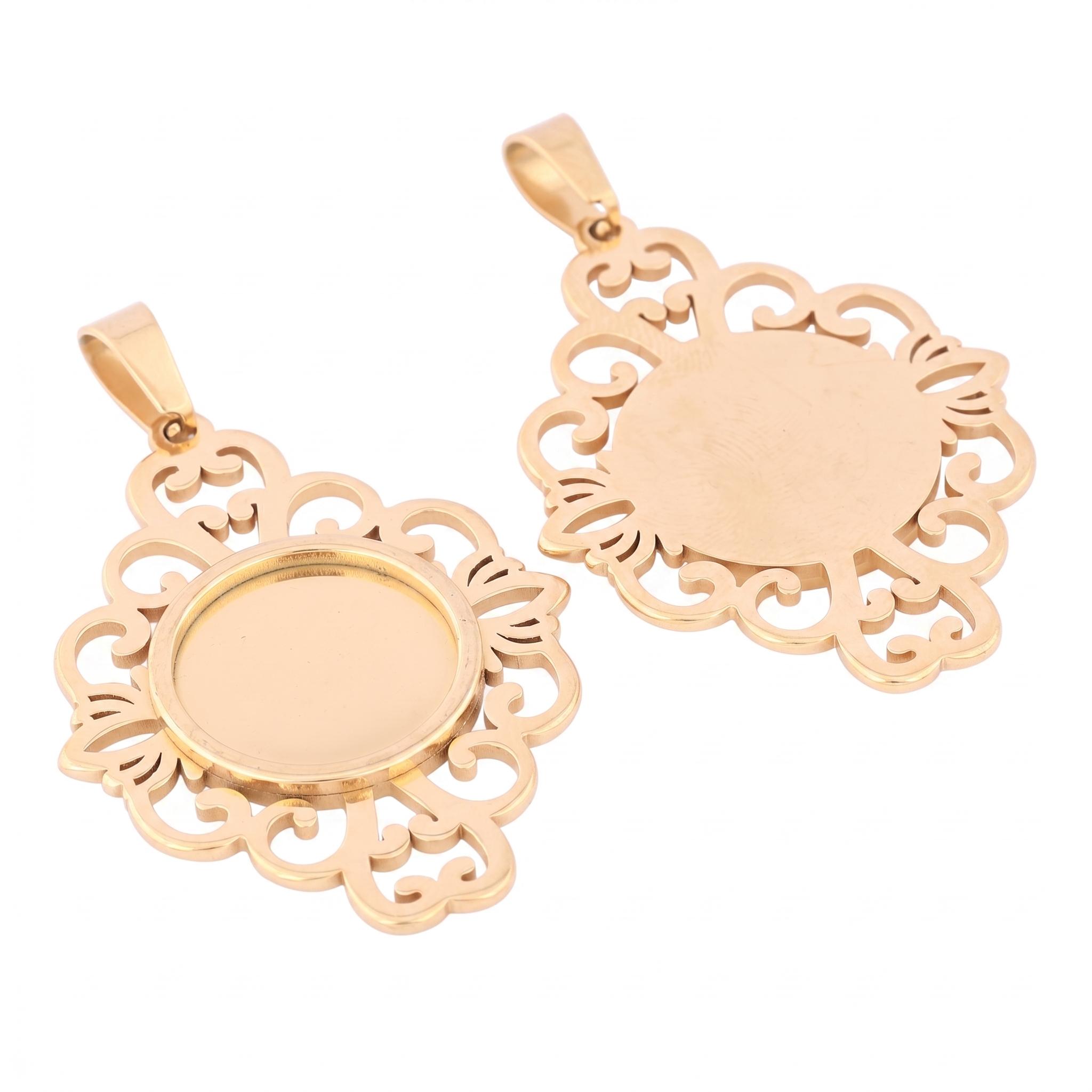 5pcs Stainless Steel Filigree  - مراجعة Pendant Blank Bezel وسعره