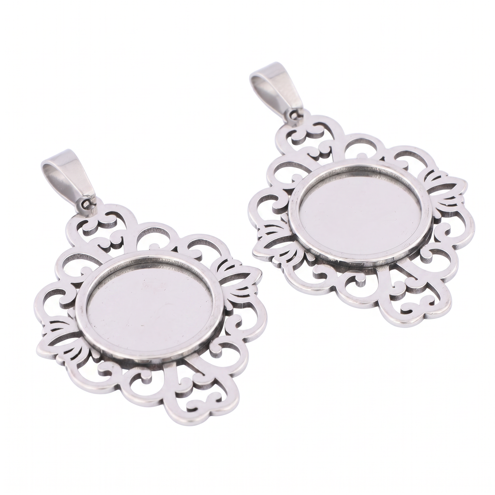 5pcs Stainless Steel Filigree  - مراجعة Pendant Blank Bezel وسعره