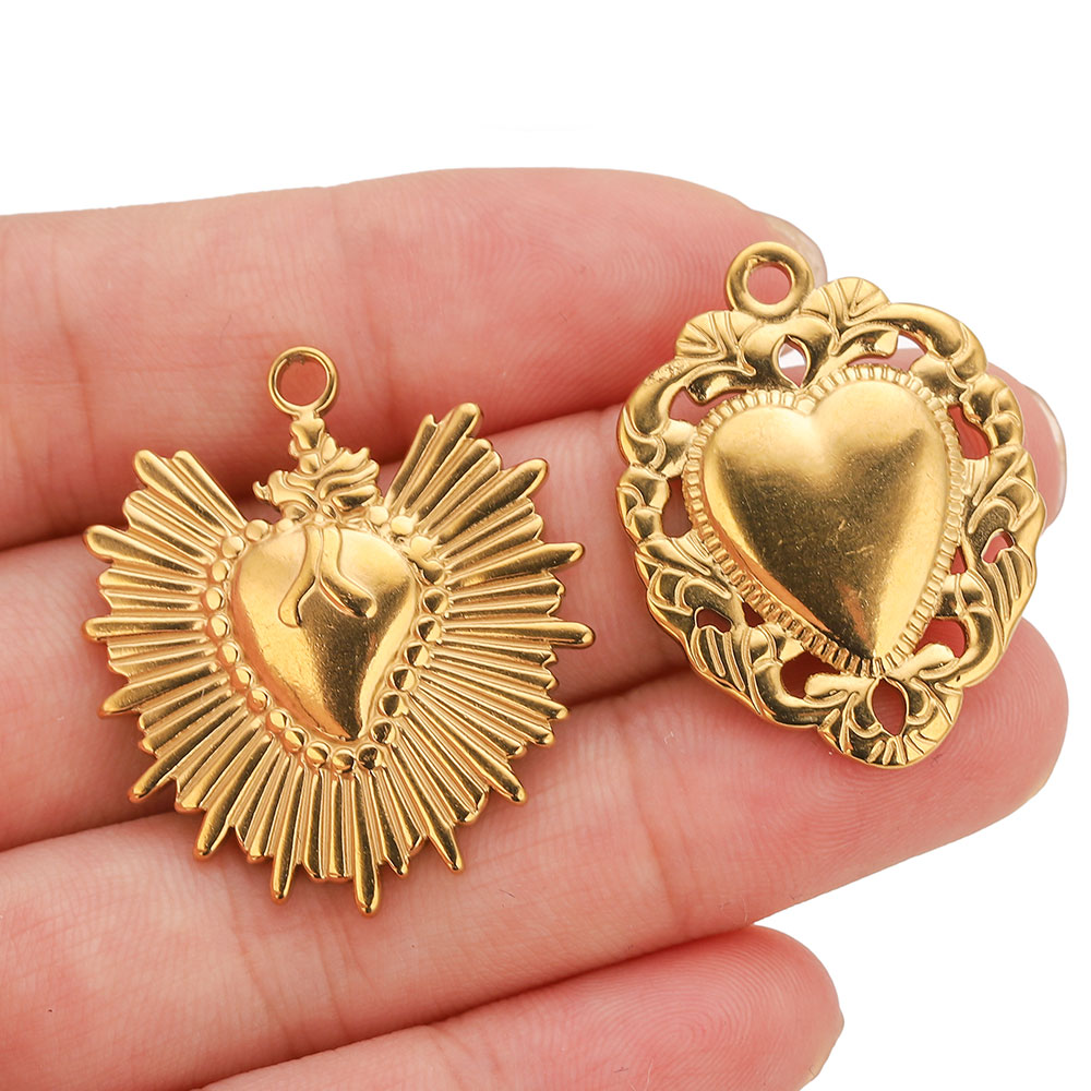 5pcs Stainless Steel Heart Sun - مراجعة Jewelry Making Materials Wholesale وسعره