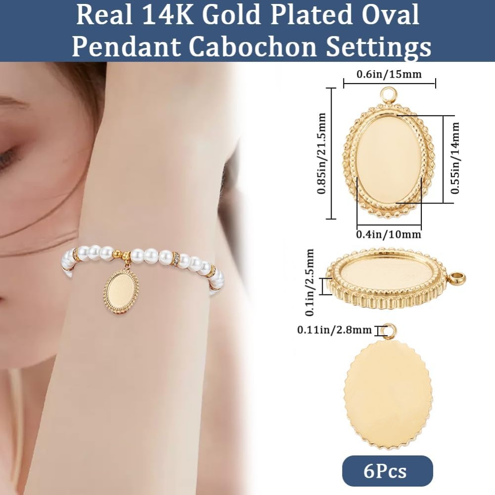 6Pcs Cabochon Settings Charms  - مراجعة Pendant Blank Bezel وسعره