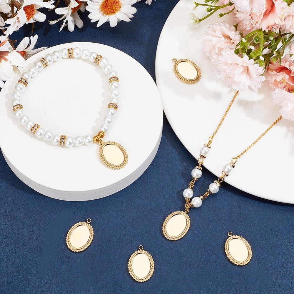 6Pcs Cabochon Settings Charms  - مراجعة Pendant Blank Bezel وسعره