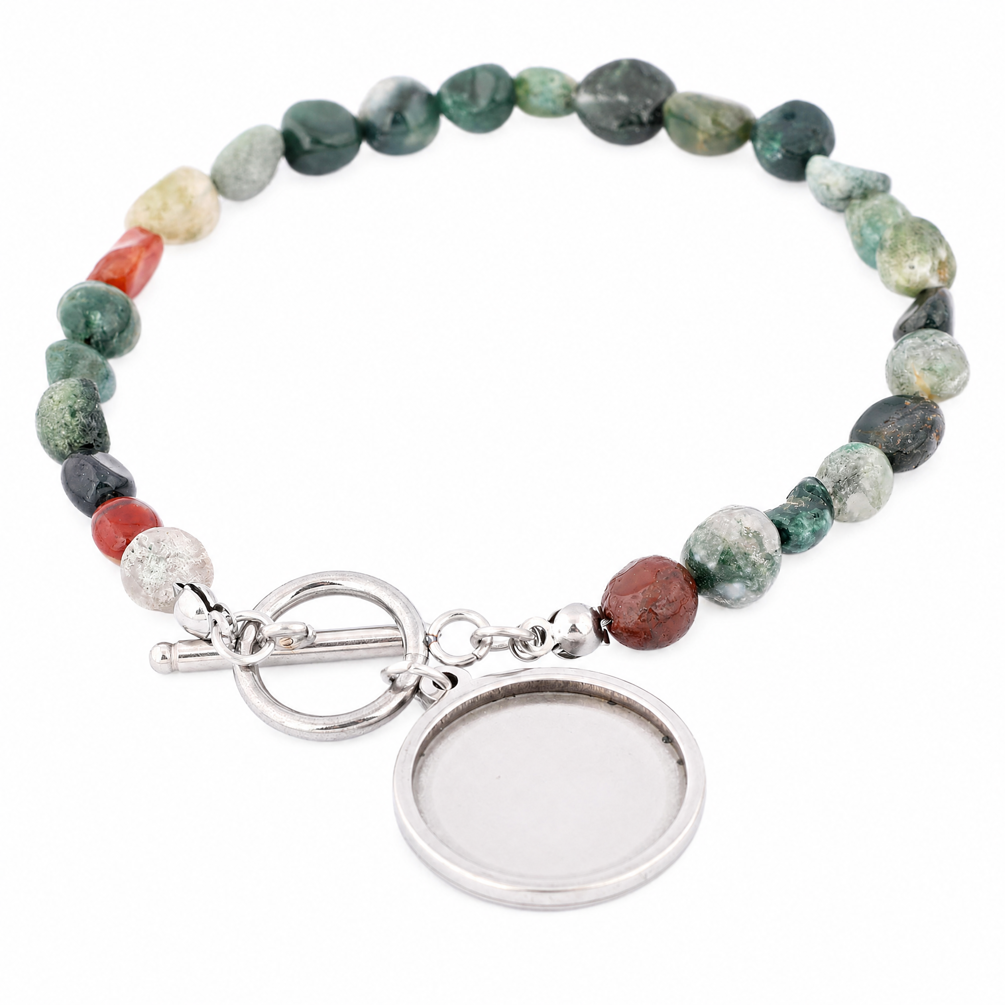 2pcs Natural Stone Beaded Brac - مراجعة Pendant Blank Bezel وسعره