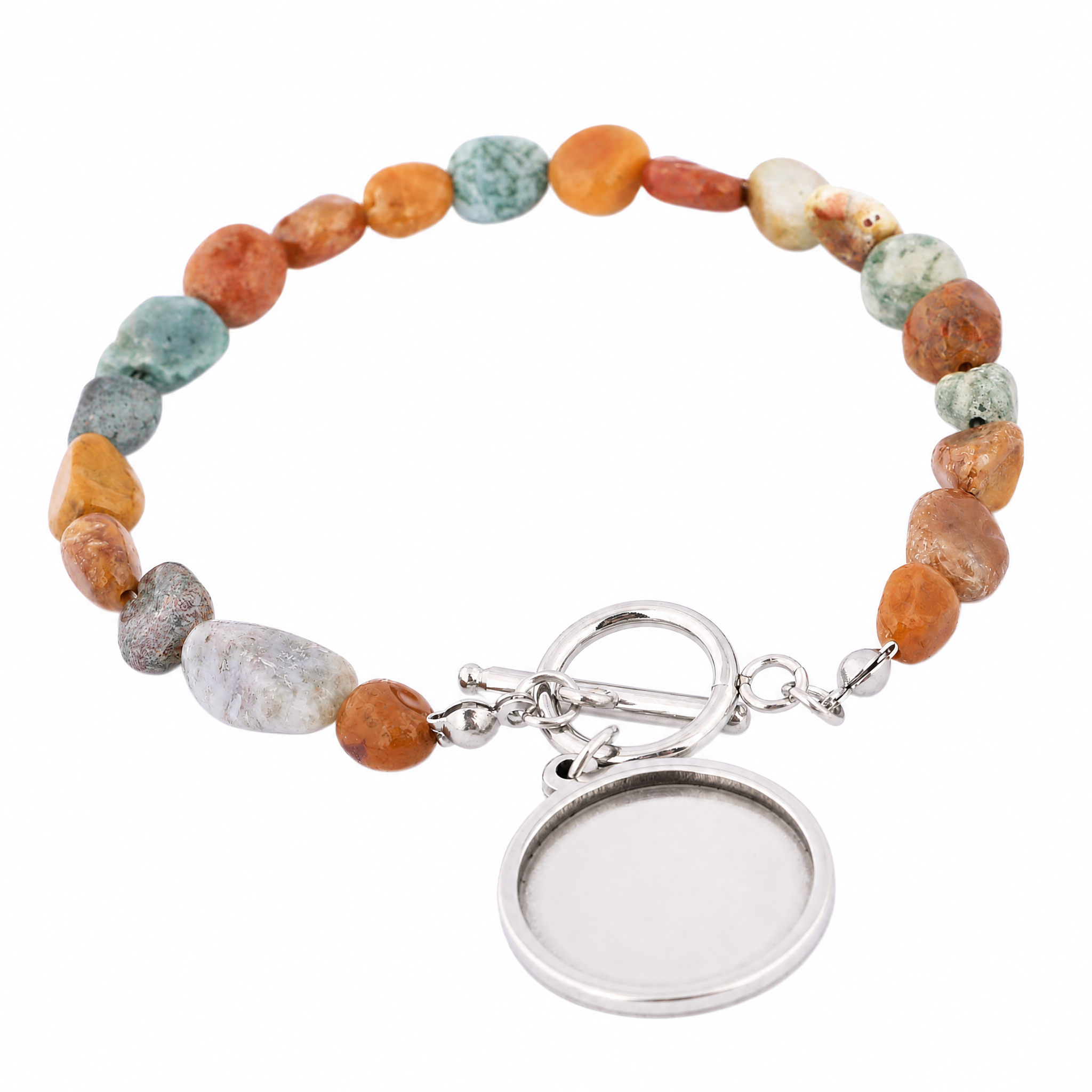 2pcs Natural Stone Beaded Brac - مراجعة Pendant Blank Bezel وسعره