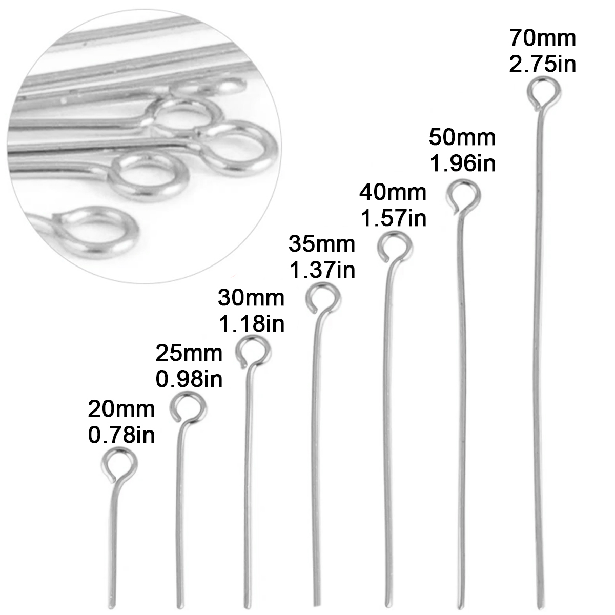 100Pcs/Lot Stainless Steel Eye - مراجعة Jewelry Making Eye Pins وسعره