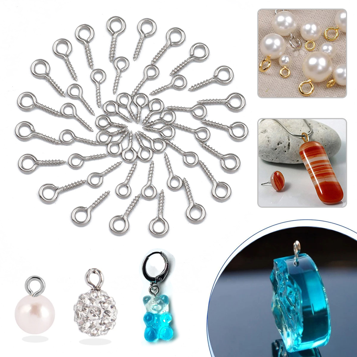 100pcs 4x8/5x10/5x12mm Stainle - مراجعة Jewelry Making Rivets وسعره