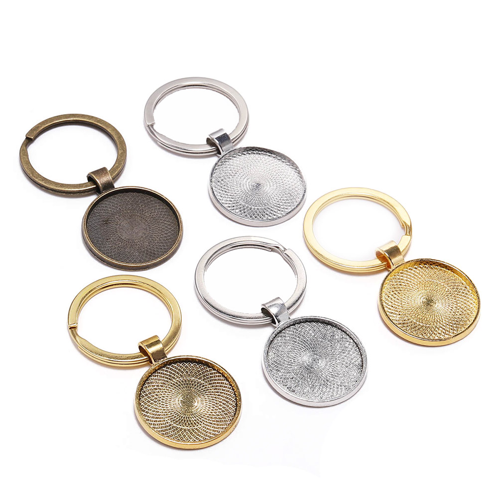 5Pcs/Lot 25mm Keychain With Pe - مراجعة Pendant Blank Bezel وسعره