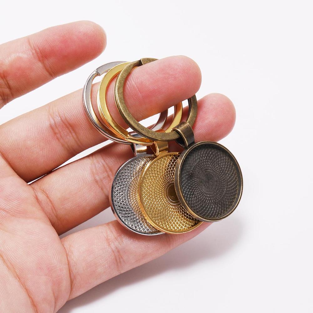 5Pcs/Lot 25mm Keychain With Pe - مراجعة Pendant Blank Bezel وسعره