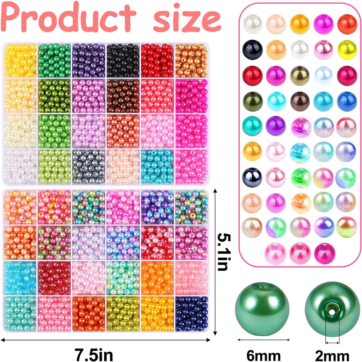 2400PCS 48 Compartments Pearl  - مراجعة Jewelry Making Online وسعره