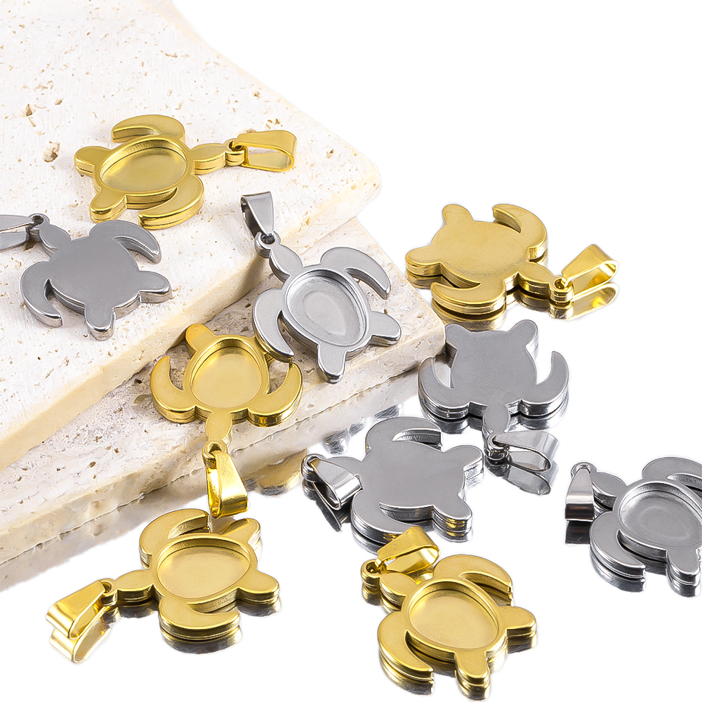 1pc 5pcs Stainless Steel Gold  - مراجعة Pendant Blank Bezel وسعره